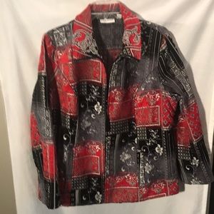 Susan Graver ladies size 18W red/black/grey coat